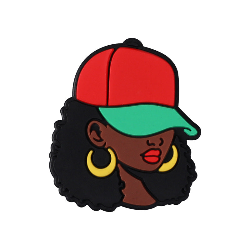 Wholesale 20pcs Black Girl Silicone Beads