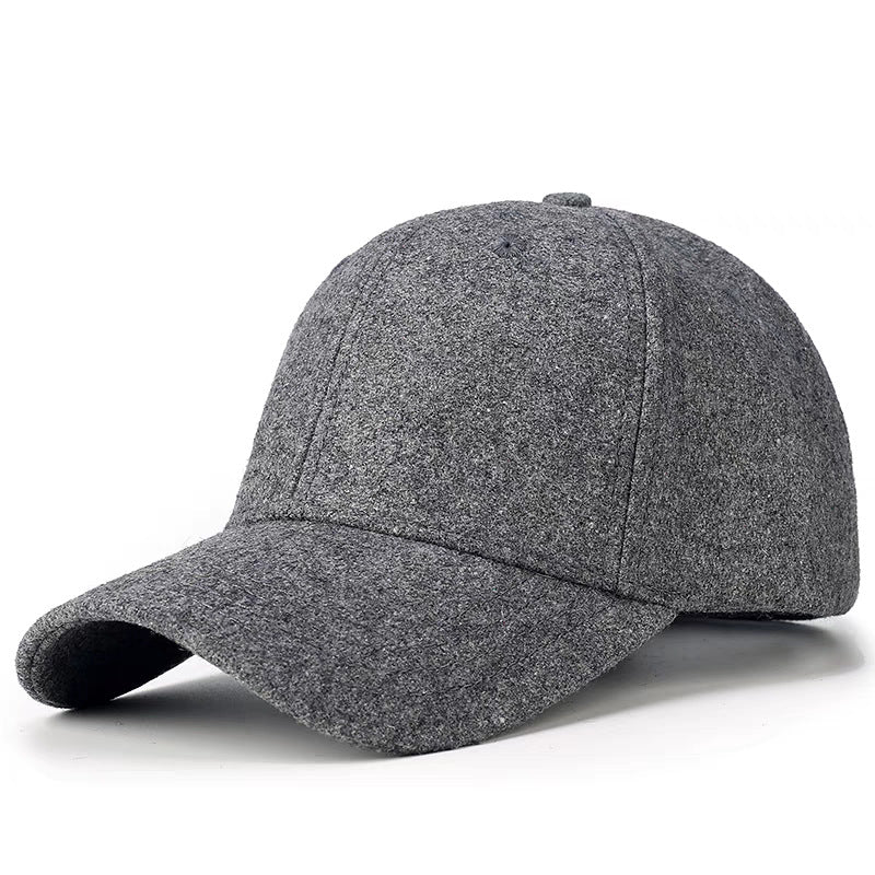 Wholesale Wool Warm Baseball Cap Men's Winter Thickened Cold-proof Grandpa Hat plus size Cap