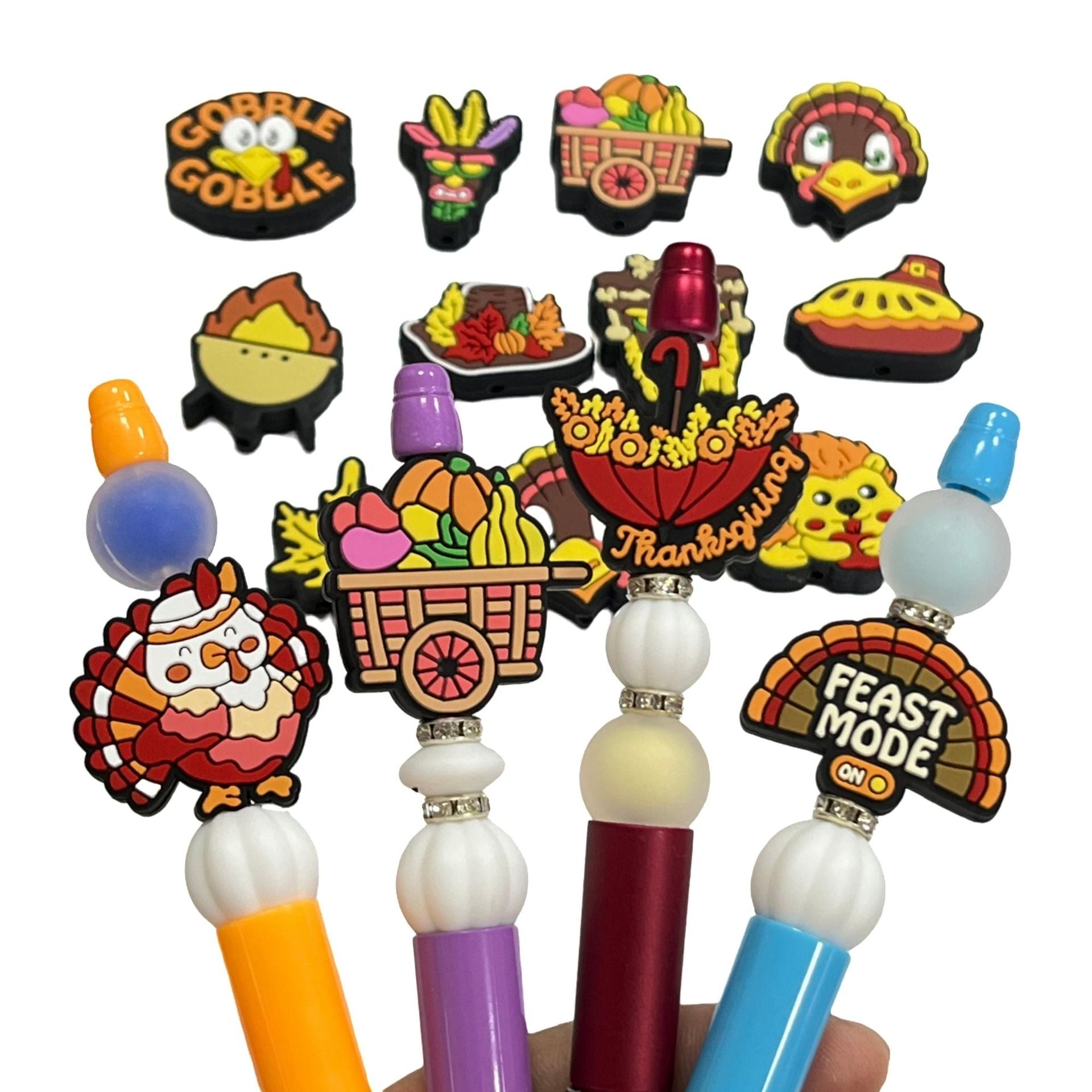 Wholesale 10pcs Thanksgiving Cartoon Animal Silicone Beaded Food Focal Beads