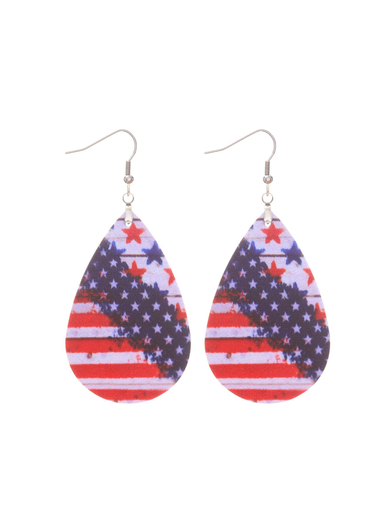 Wholesale Independent Day Stripe Star Water Drops American PU Leather Ear Ring