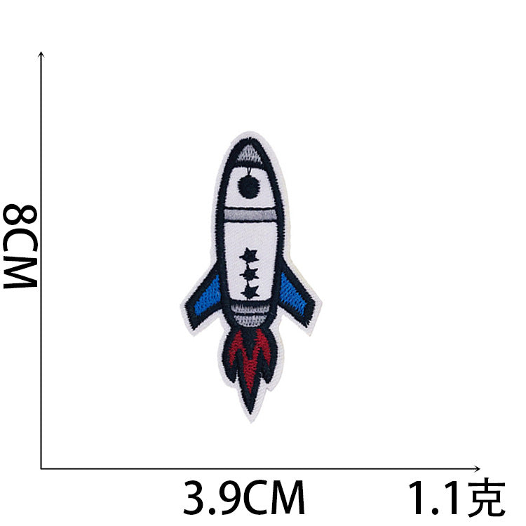 Wholesale Trendy Cartoon Rocket Embroidery Patches Polyester Sew On Space Badge For Clothing DIY Craft