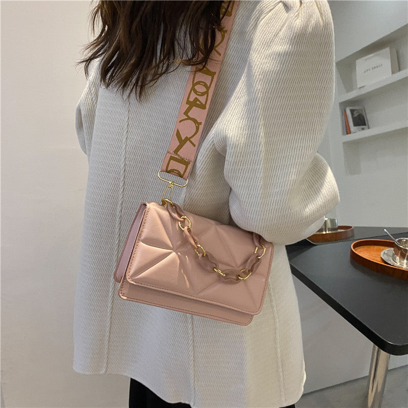 Wholesale Casual Fashion One-shoulder Wide-band Crossbody Small Square Bag