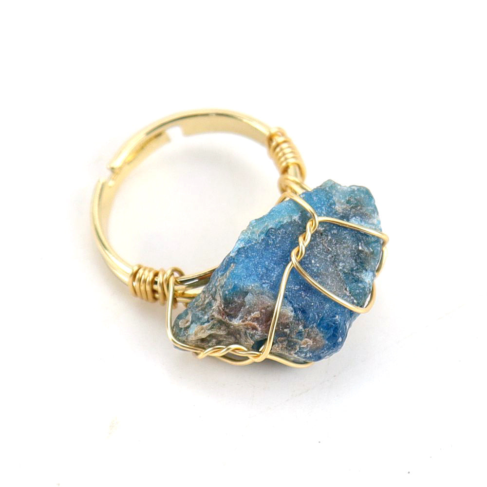 Wholesale The New Statement Hand-wound Rough Stone Agate Ring Is Adjustable