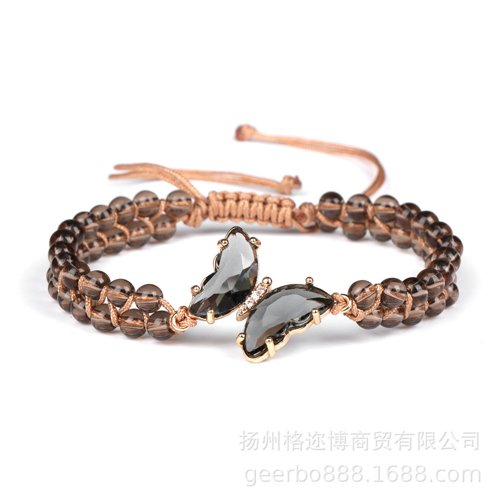 Wholesale Natural Stone Pure Handwoven Amethyst Butterfly Bracelet