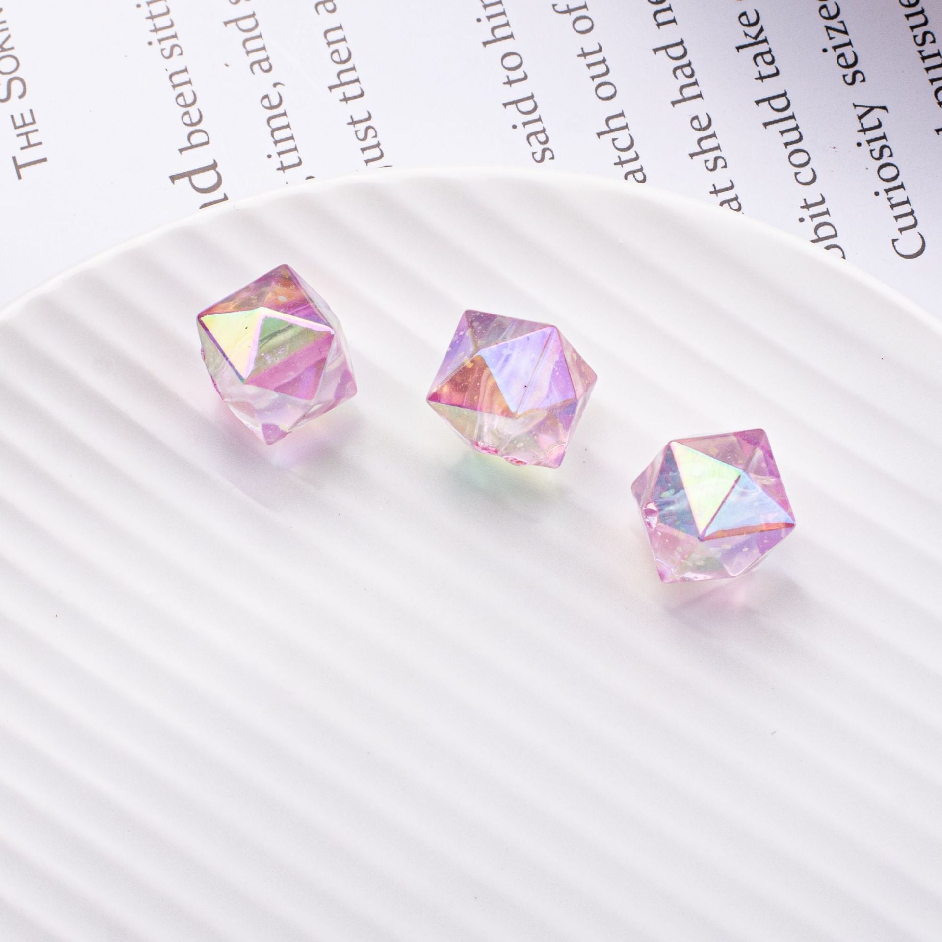 Wholesale 10pcs DIY Luminous Square Beads Prismatic Acrylic Straight Hole Beads