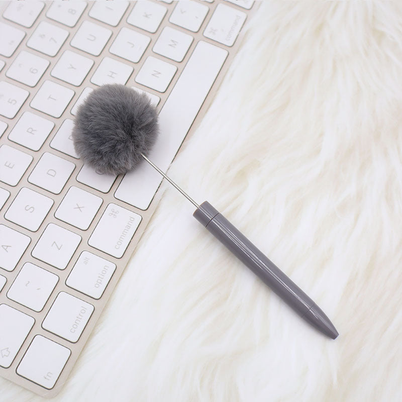 Wholesale New Plush Ball Bead Pen Creative DIY Handmade Plastic Plush Ball Beaded Ballpoint Pen High Value Plush Pen