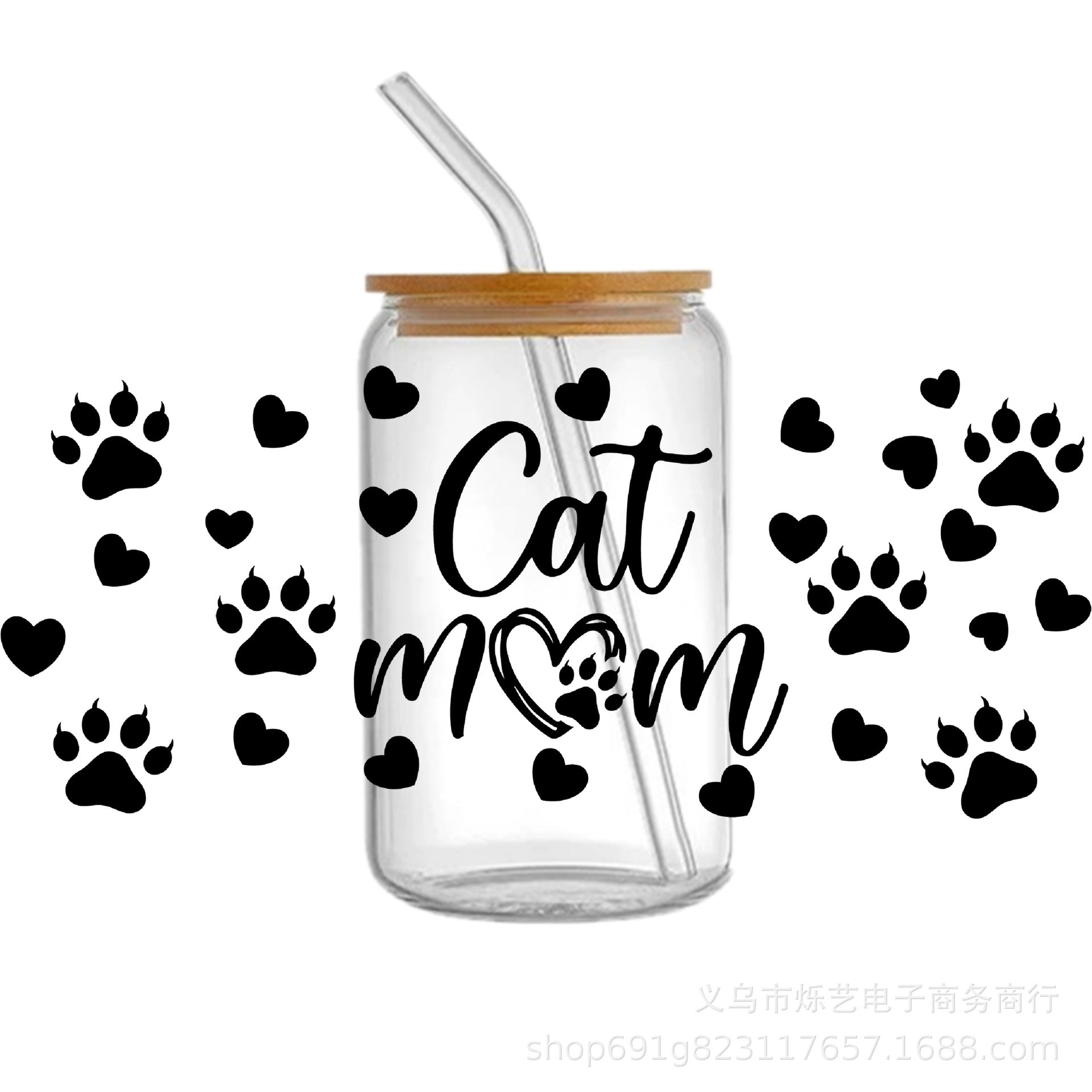 Wholesale cute Cat Animal Series 16oz Cup UV DTF Wraps