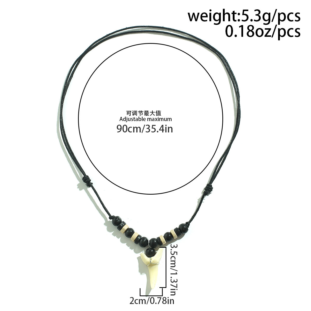 Wholesale Men's wooden bead shark tooth necklace jewelry