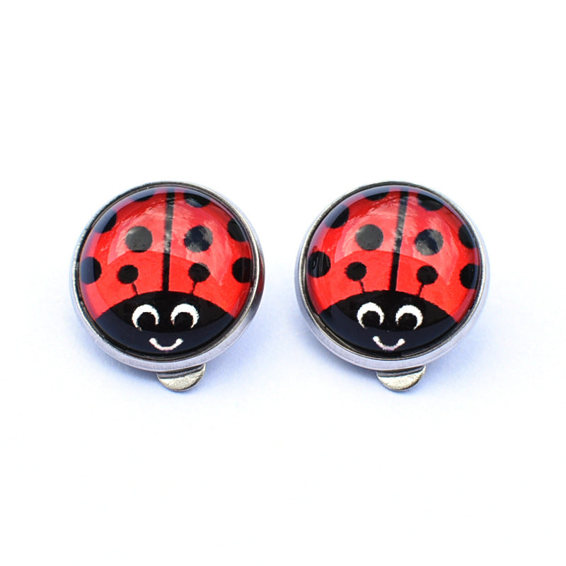 Wholesale Seven-spotted ladybug polka dot girl stainless steel ear clip