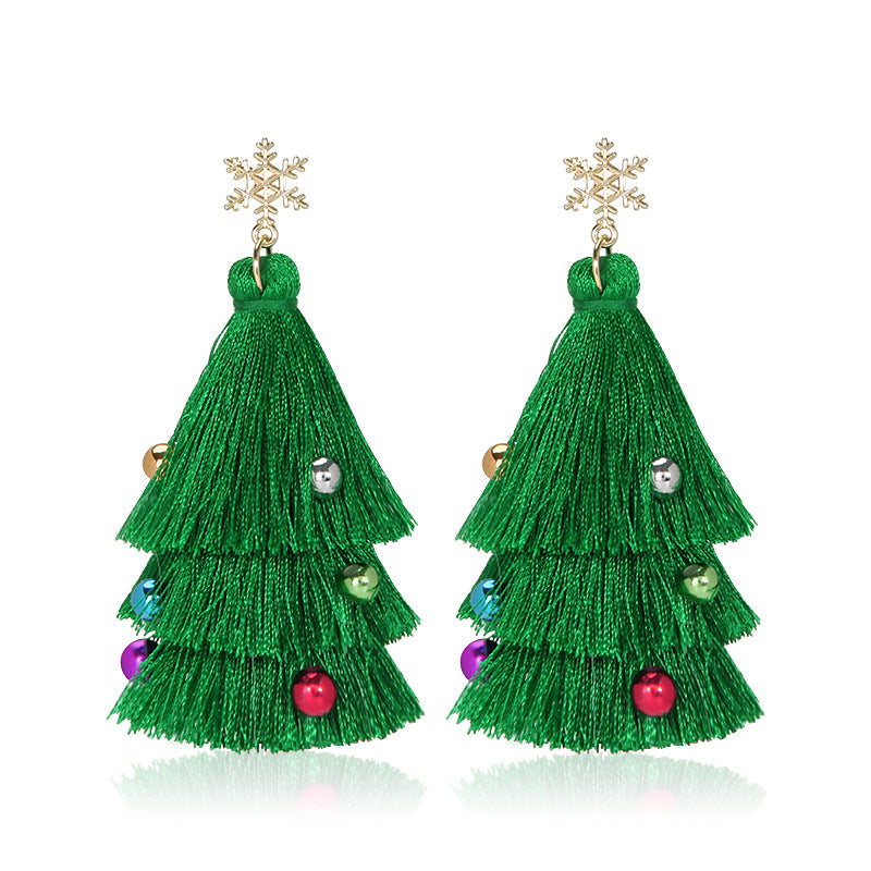 Wholesale 10pcs Christmas Tree Tassel Flower Ring Bell Alloy Earrings