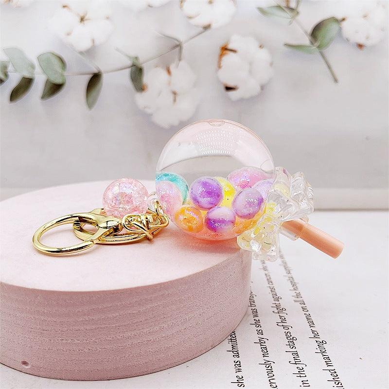 Botella de deriva acrílica al por mayor cuentas coloridas de botella y cadena de llave de botella