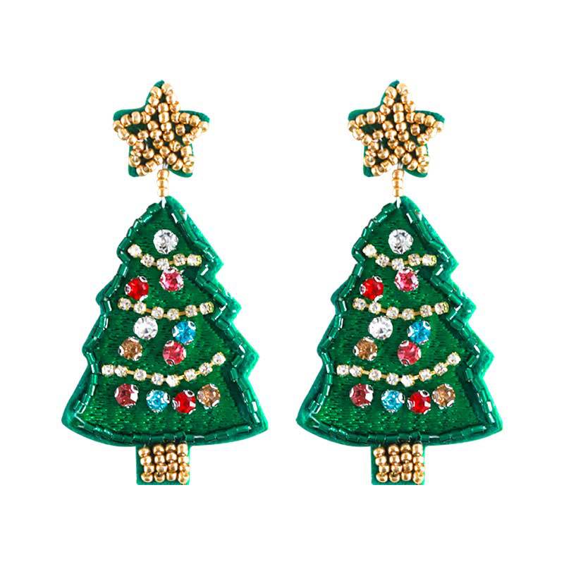 Wholesale Christmas Tree Snowflake Handmade Resin Rice Ball Earrings