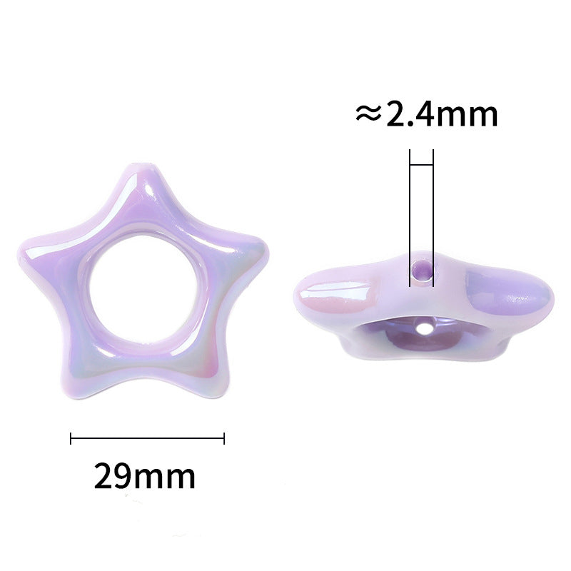 Wholesale 100pcs UV Coated Acrylic Hollow Pentagram Handmade DIY Star Beads