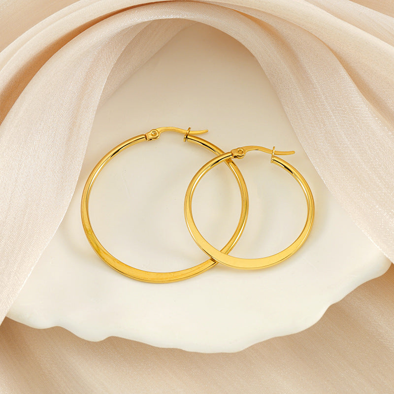 Wholesale Stainless steel large hoop earrings simple ring earrings