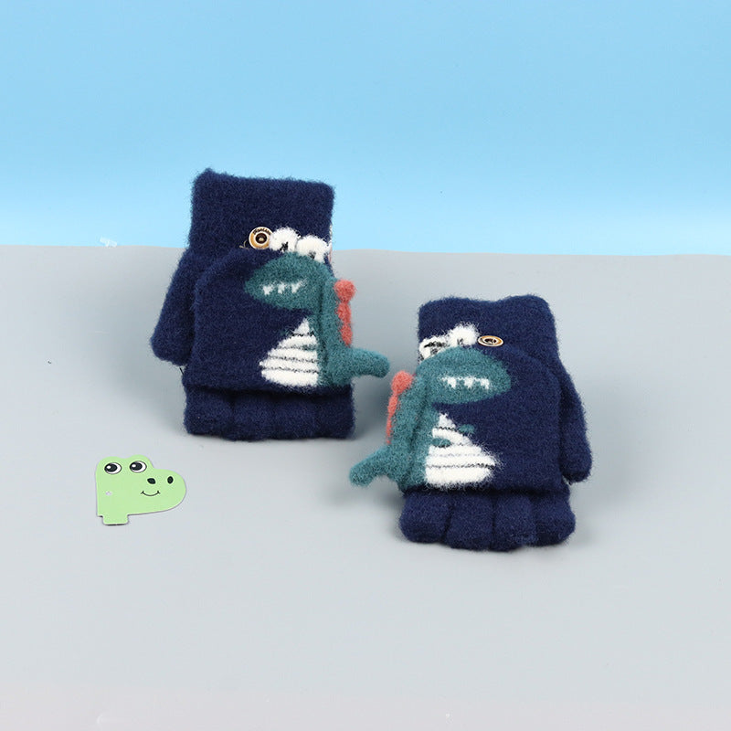Wholesale Winter Cartoon Cute Little Dinosaur Cashmere Children's Gloves
