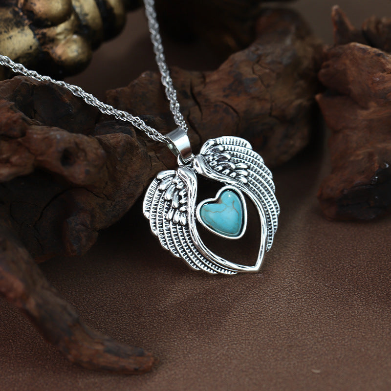 Wholesale Retro round hollowed out antique silver circle pendant necklace