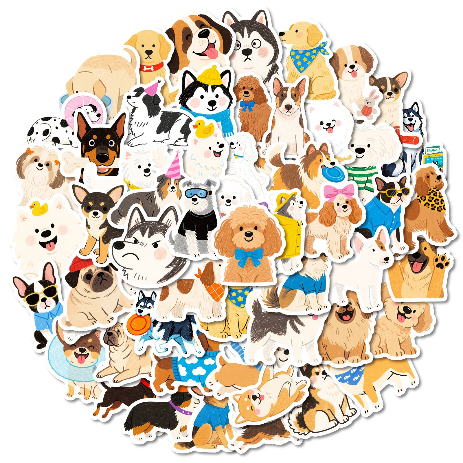 Wholesale 56pcs Cute Hand-drawn Dog Cartoon Waterproof Vinyl Stickers