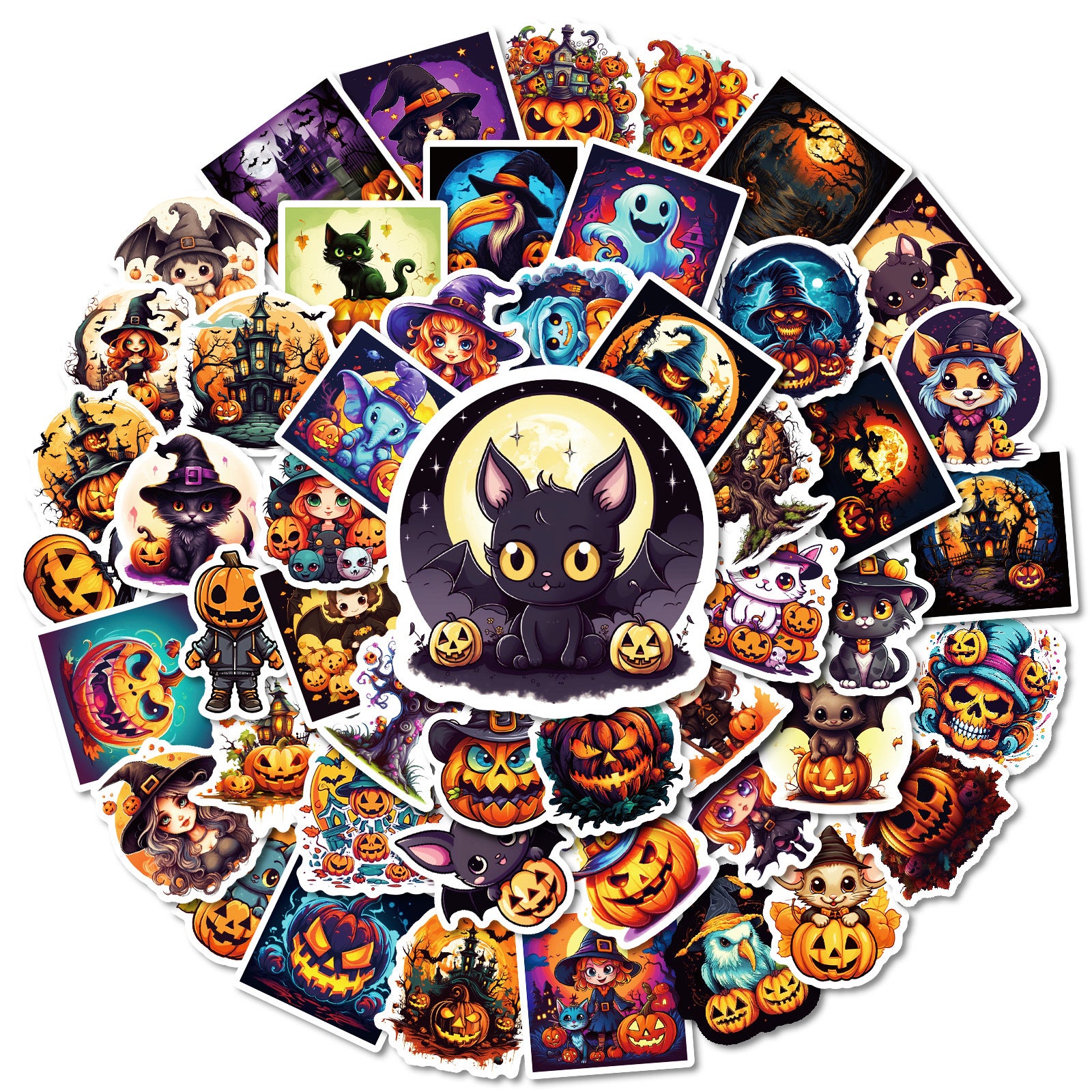 Wholesale 50PCS/PACK ghost face pumpkin black cat cartoon graffiti stickers