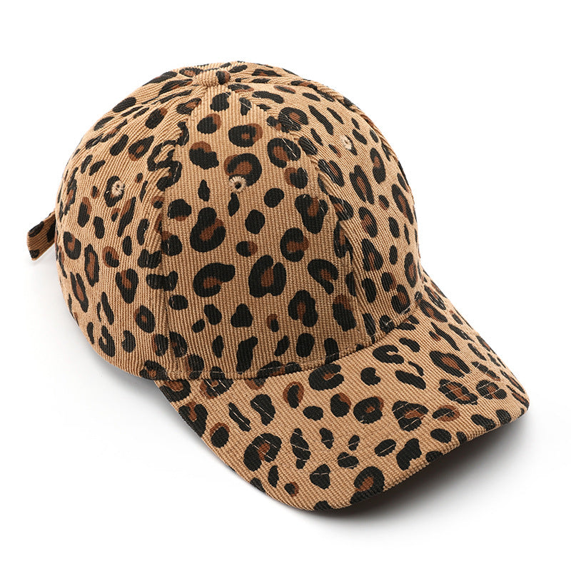 Wholesale Autumn and Winter Corduroy Leopard Print Baseball Cap