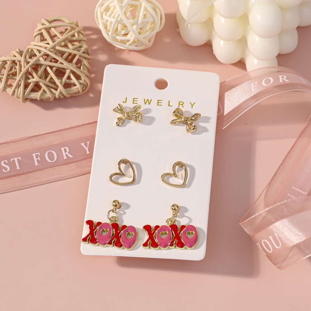 Wholesale Valentine' s Day Rose Red Lips Earring Set