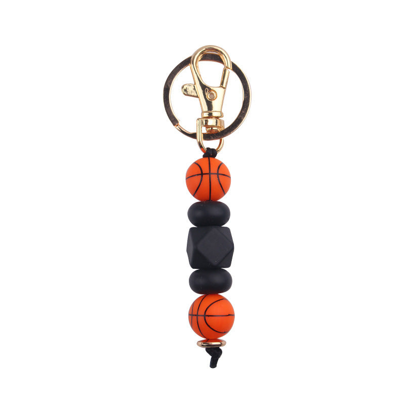 Wholesale Sports Basketball Football Soccer Silicone Beaded Lanyard Keychain