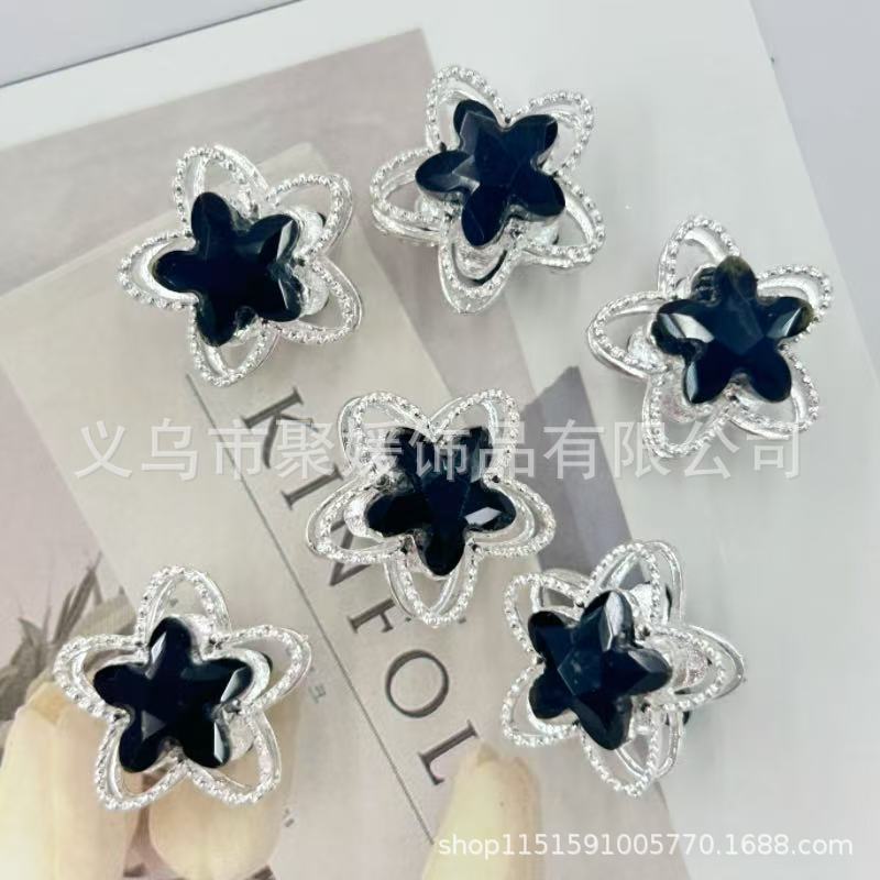 Wholesale 20pcs Alloy Double-sided Hollowed-out Star Beads/ Spacer 3D Crystal Beads