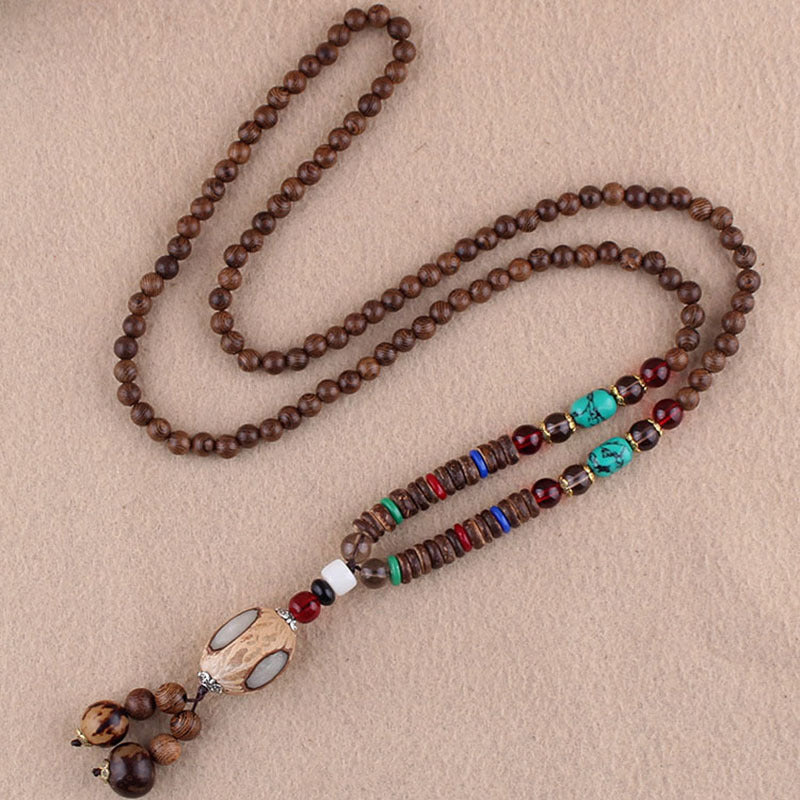 Wholesale Ethnic Style Pendant Bodhi Pendant Wooden Bead Necklace
