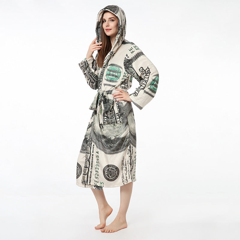 Wholesale Robe Lapel Loungewear Flannel Robe