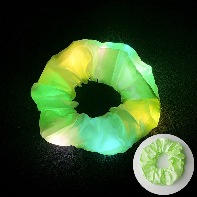 Wholesale Led Luminous Large Intestine Hair Ring DIY Night Light Flower Shiny Fat Intestine Head Rope Nightclub Rubber Band Hair Accessories