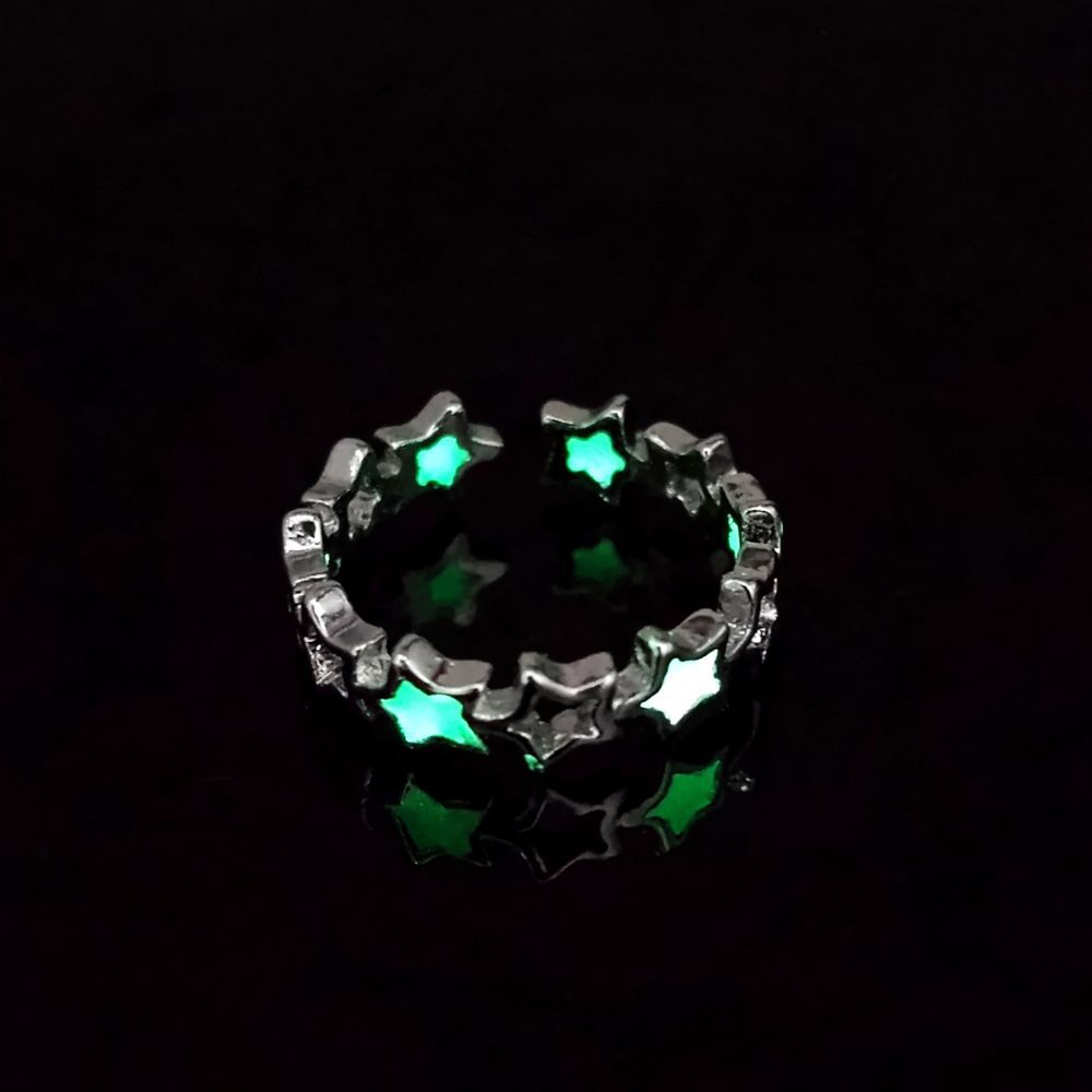 Wholesale Luminous Five-pointed Star  Fluorescent  Hollow Color Waterproof Small Star Ring