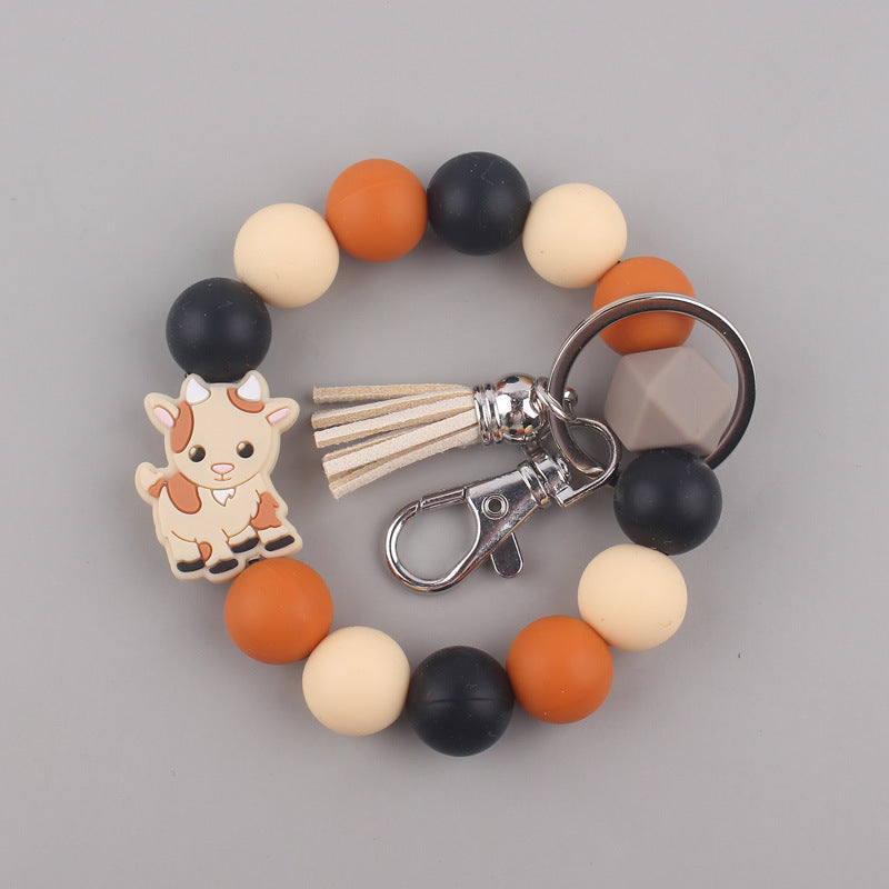 Wholesale Silicone Cartoon Beads Keychains