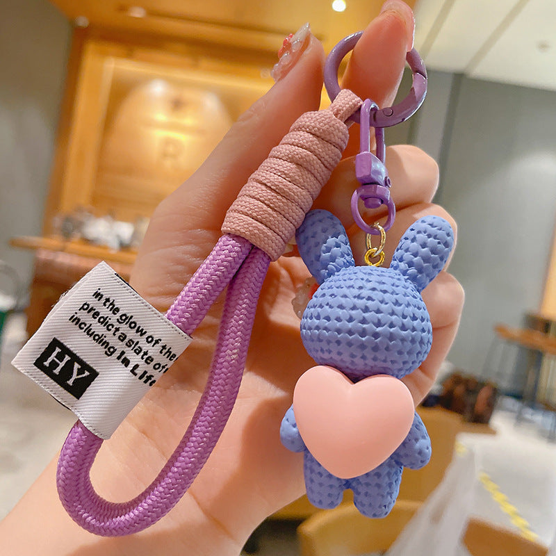 Wholesale Cartoon Resin Peach Heart Rabbit Keychains