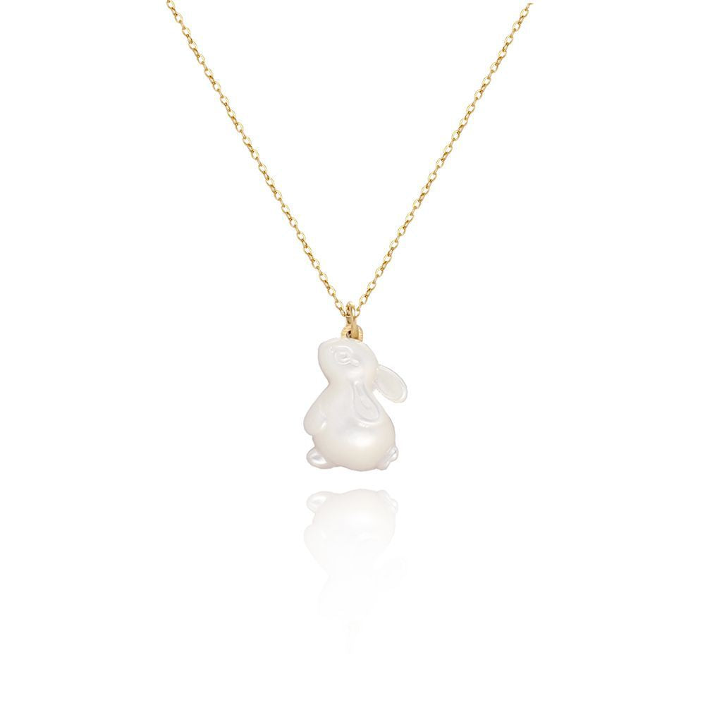 Wholesale Titanium steel rabbit white  Easter necklace