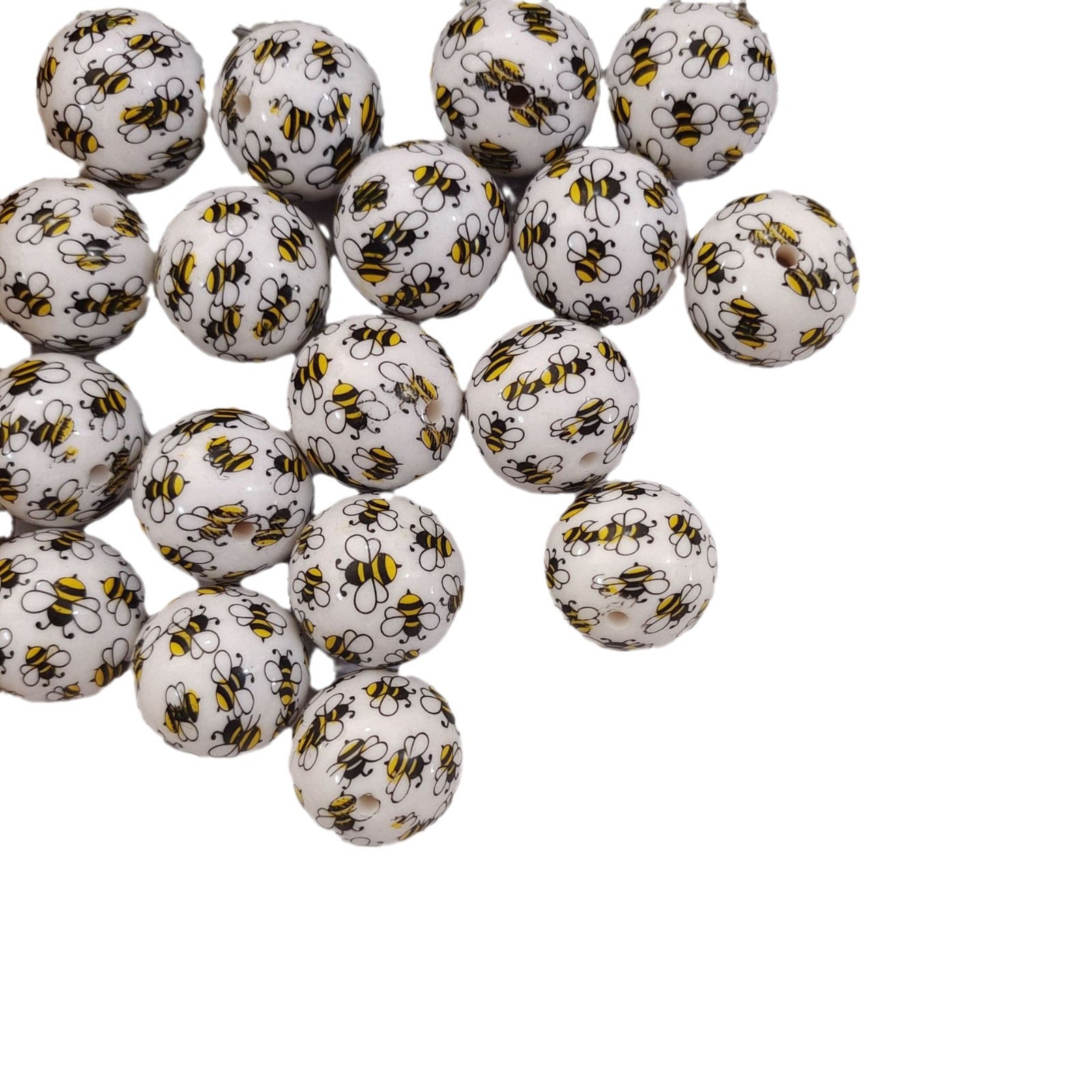 Wholesale 5pcs 20MM Acrylic Two-color Bee Print Beads