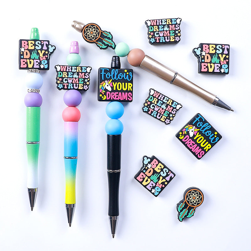 Wholesale 20PCS Creative Cartoon Letters Focus Beads Dream Catcher Silicone Beads