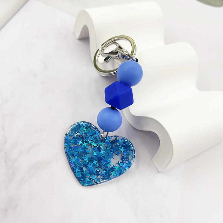 Wholesale  Magic Acrylic Love Silicone Beaded Keychain Bag Key Pendant