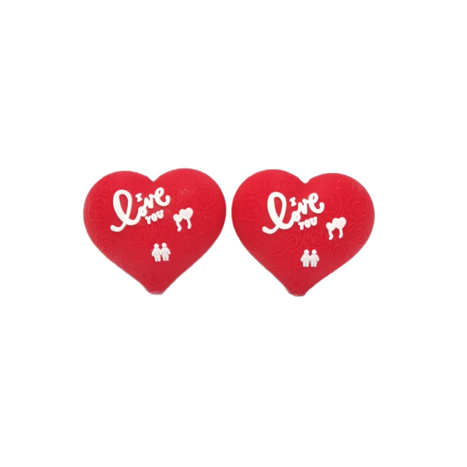 Wholesale 10pcs Valentine' s Day 3D Heart Beads with Through Holes Focal Beads