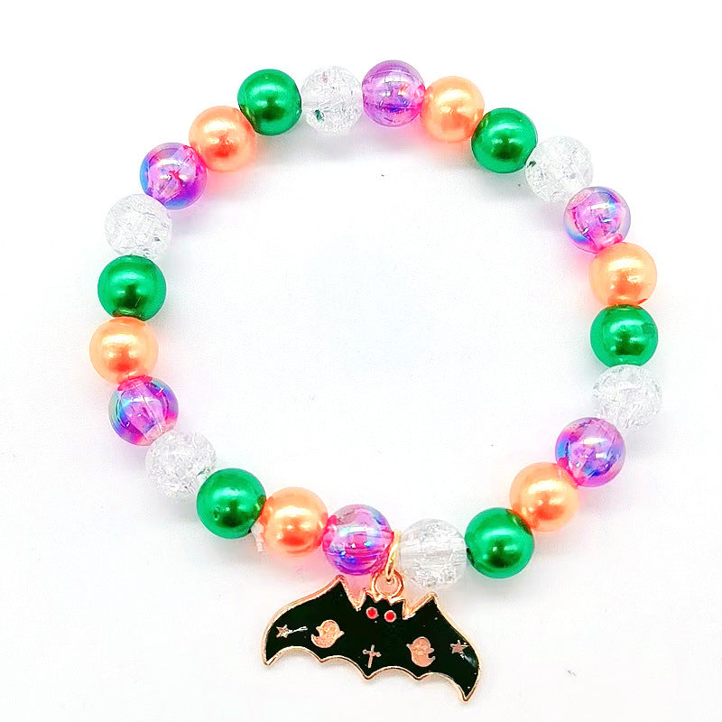 Wholesale New Halloween Handmade Beaded Hand Decorated Pumpkin Alloy Bracelet