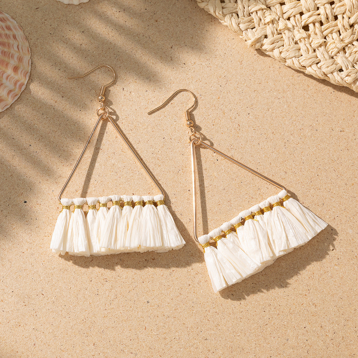 Wholesale Bohemian Tassel Braided Raffia Earrings