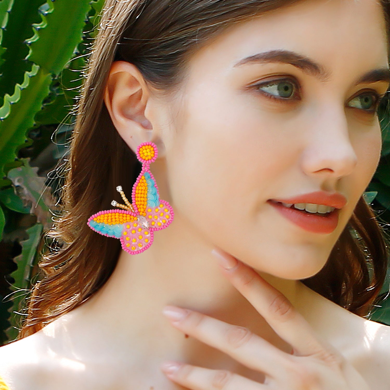 Wholesale Bohemian Tassel Rainbow Hand Woven Rice Bead Earrings