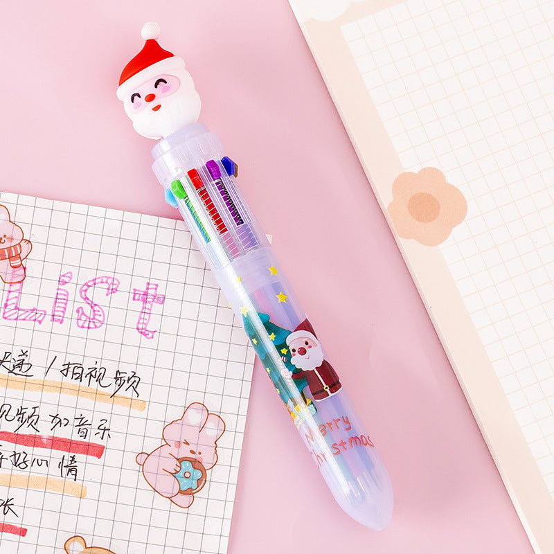 Wholesale Plastic Cartoon Christmas 10 Color Ballpoint Pen