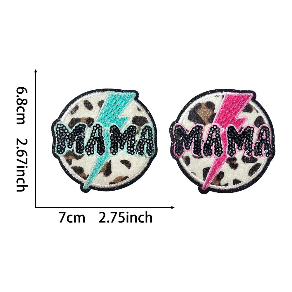 Wholesale Leopard Print MAMA Iron On Embroidered Patch DIY Fashion Accessory For Hats Bags Clothing Gift Boutique