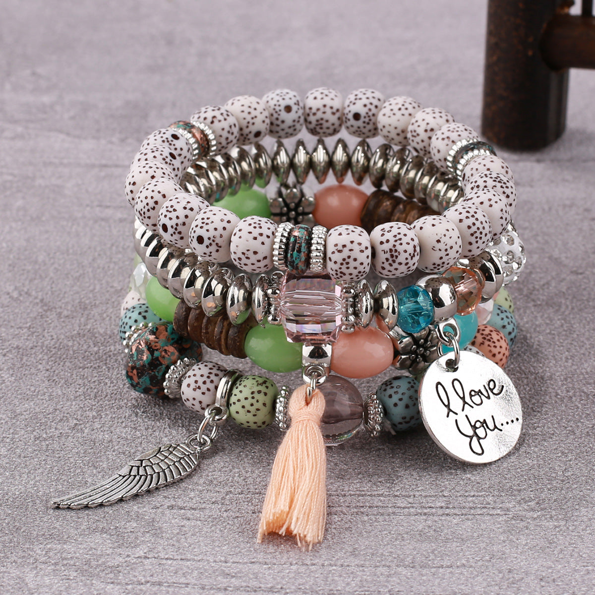 Wholesale Bohemian Multi layered Creative Tassel Bodhi Wings Love Fashion Bracelet