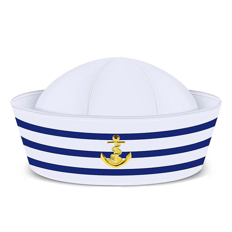 Wholesale Polyester Uniform Party Blue Striped Hat Set