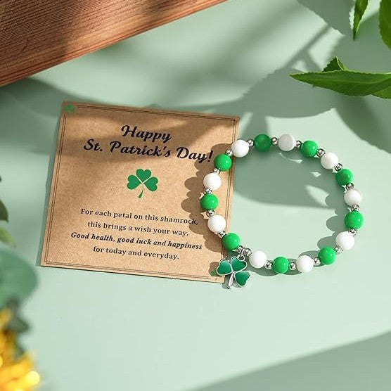 Wholesale St.  Patrick' s Day Clover Bead Bracelet