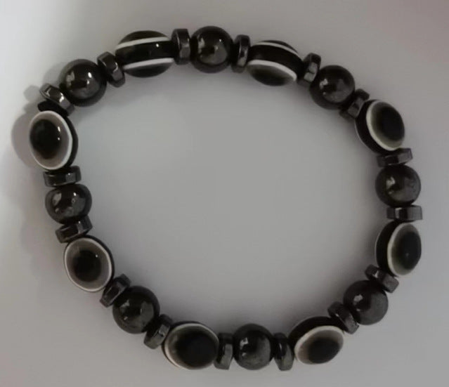 Wholesale Black Magnet Colored Flat Beads Stretch Men's Bracelet