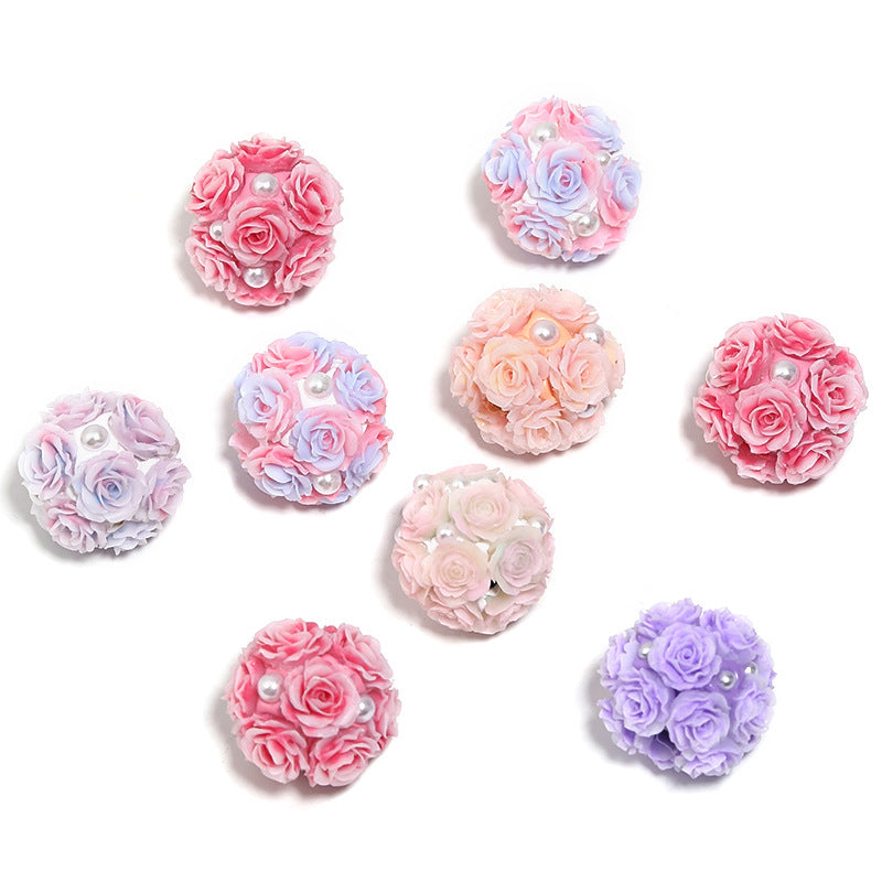 Wholesale 10pcs Simulated Soft Rose Clay Diamond Ball Pearl Camellia Diy Flower Ball Beads