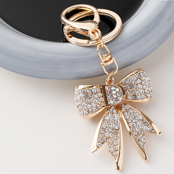 Wholesale Letter D Rhinestone Bow Keychain