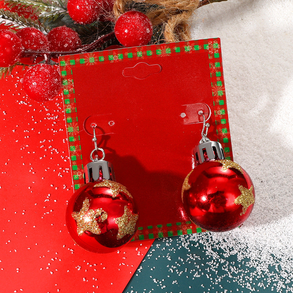 Wholesale Christmas Fashion Cute Alloy Oil Dripping Elk Snowflake Earrings