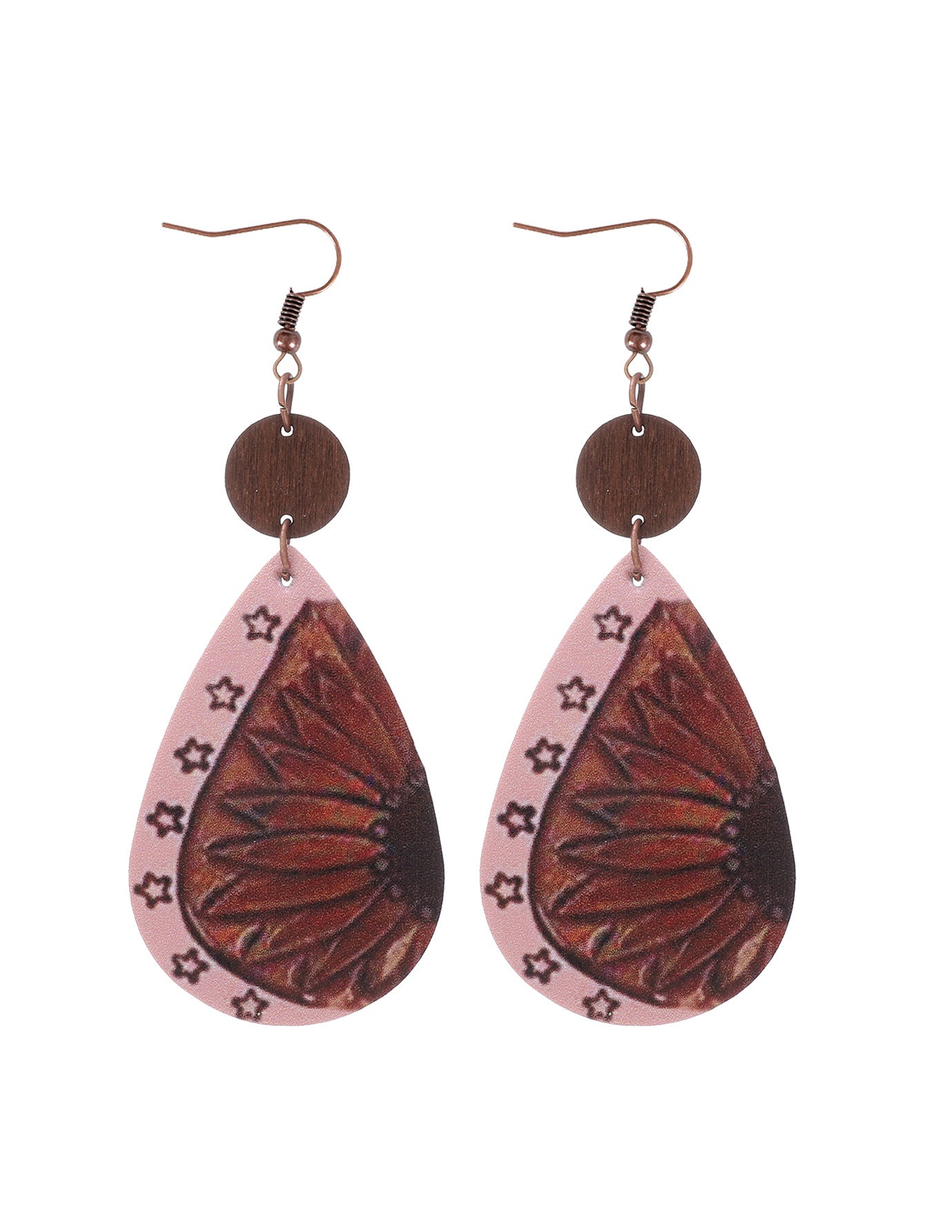 Wholesale Cactus-patterned leather earrings